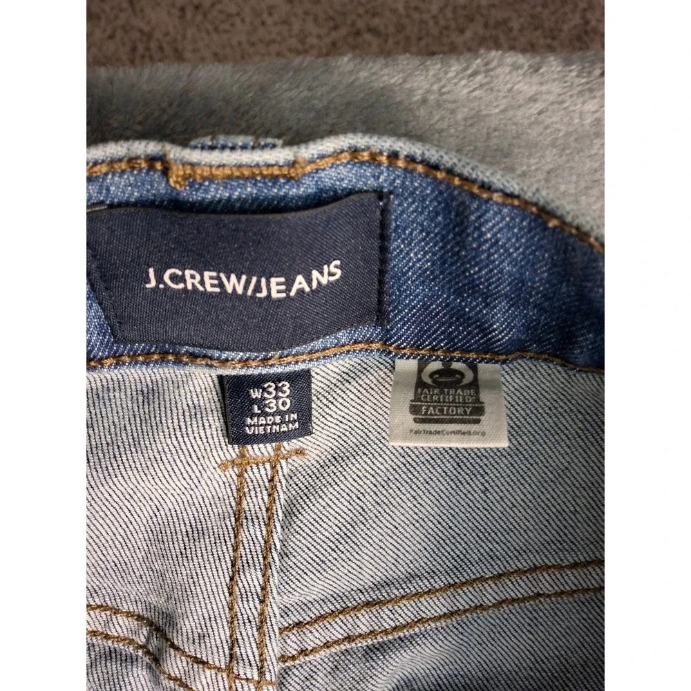 J.Crew Mens Distressed Light Wash‎ Straight Leg Denim Jeans Blue